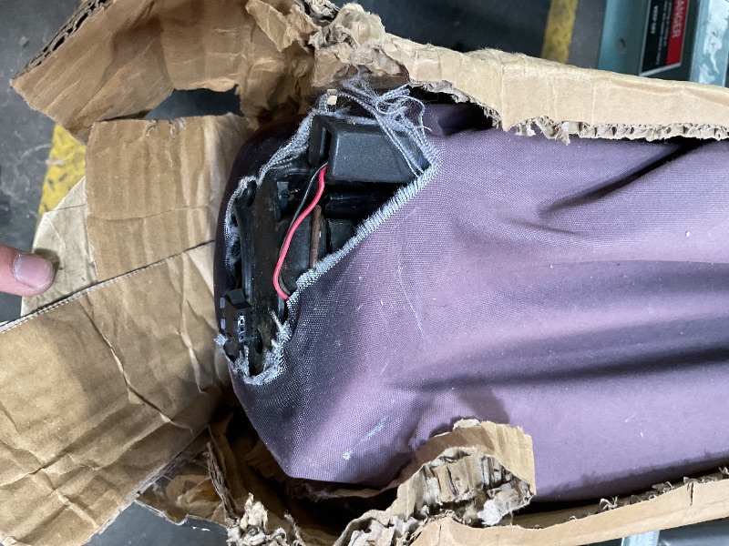 Photo 1 of *major damaged*Midtown Umbrellas 10-Year-No-Fade - 9 Ft - UV Proof Purple Stripe Polyester Fabric - Umbrella Outdoor Patio, Auto-Tilt Aluminum Frame Patio Umbrella for Garden, Pool & Deck - Black Pole