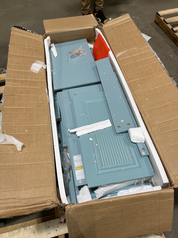 Photo 1 of *missing hardware*Jocoevol Buffet Cabinet with Storage, 55" Large Sideboard Buffet Storage Cabinet with 4 Doors and Shelves, Modern Farmhouse Coffee Bar Station Wood Kitchen Table for Kitchen, Dining Room, Blue