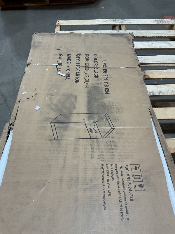 Photo 1 of *missing hardware*Flash Furniture Sony Laminate Wood Commercial-Grade Trash Receptacle with Tray Top, Wooden Restaurant Trash Can Cabinet and Garbage Receptacle, Black