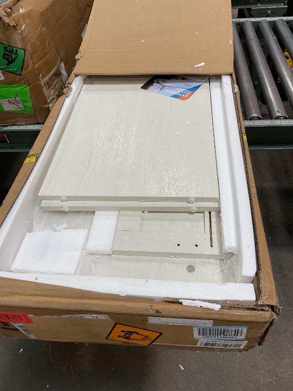 Photo 1 of *missing hardware*GarveeHome TV Stand for 65/70/75 in TV, Entertainment Center with Storage Drawer, Mid-Century Modern TV Console with Open Shelves, 70 in Media TV Cabinet for Living Room, Bedroom, Antique White