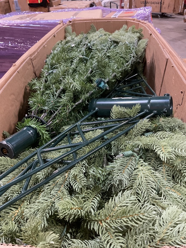 Photo 1 of **PARTIAL SET/BOX 2 of 2 ONLY**Fraser Hill Farm 12-Ft. Foxtail Pine Artificial Christmas Tree with White Incandescent Smart Lights and Stand, Prelit Foldable Fake Tree with Realistic Foliage for Home Decoration