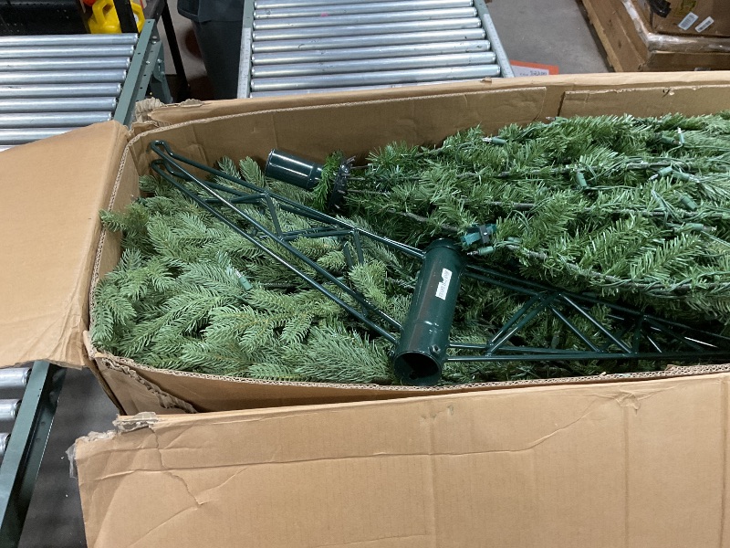 Photo 1 of **PARTIAL SET/BOX 2 of 2 ONLY**Fraser Hill Farm 12-Ft. Foxtail Pine Artificial Christmas Tree with White Incandescent Smart Lights and Stand, Prelit Foldable Fake Tree with Realistic Foliage for Home Decoration