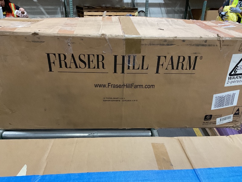 Photo 1 of **PARTIAL SET/BOX 2 of 2 ONLY**Fraser Hill Farm 12-Ft. Foxtail Pine Artificial Christmas Tree with White Incandescent Smart Lights and Stand, Prelit Foldable Fake Tree with Realistic Foliage for Home Decoration