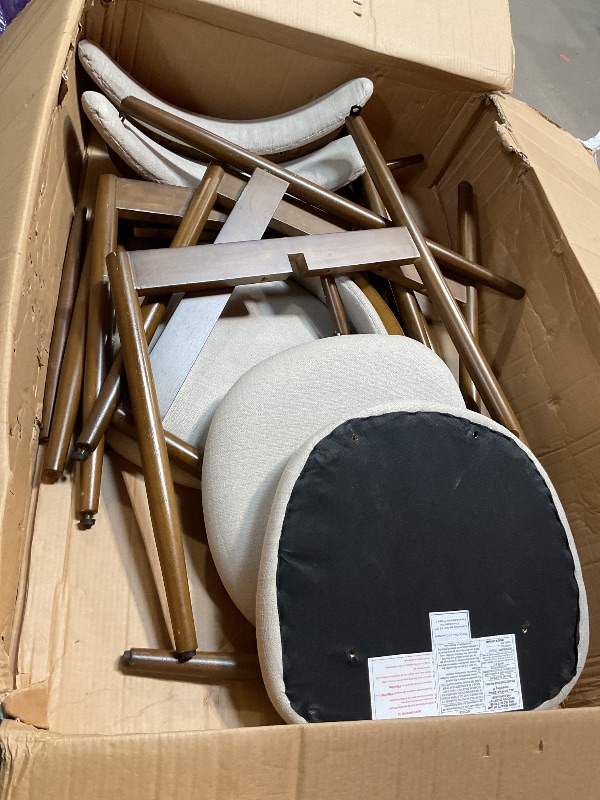 Photo 1 of ****MISSING ASSEMBLY PIECES*** COLAMY Counter Height Bar Stools Set of 3, Upholstered Barstools with Back, Mid Century Modern Stools with Wood Legs for Kitchen Island Dining Room, Beige