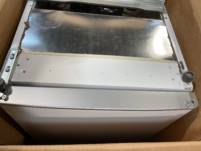 Photo 1 of ***HAS MAJOR DAMAGE TO FRIDEGE TOP/ UNTESTED***** BLACK+DECKER 1.7 Cu. Ft. Compact Refrigerator, ENERGY STAR Certified, Single Door Mini Fridge with Chiller Compartment, Personal Fridge for Home or Dorm Room, R600a Refrigerant, BCRK17W, White