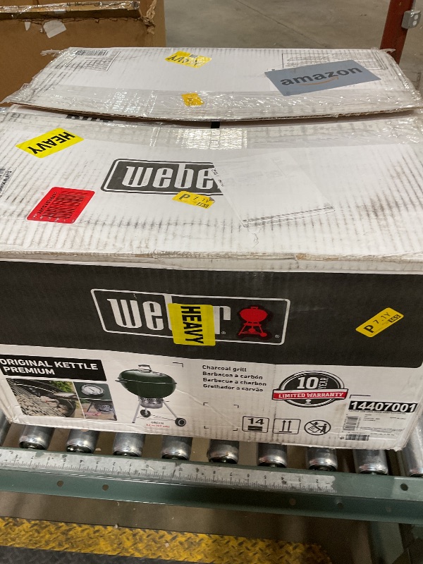 Photo 1 of *****MISSING ASSEMBLY HARDWARE FOR ASH CATCHER****** Weber Original Kettle Premium Charcoal Grill for Outdoor Cooking and Barbecue, 22-Inch, Green