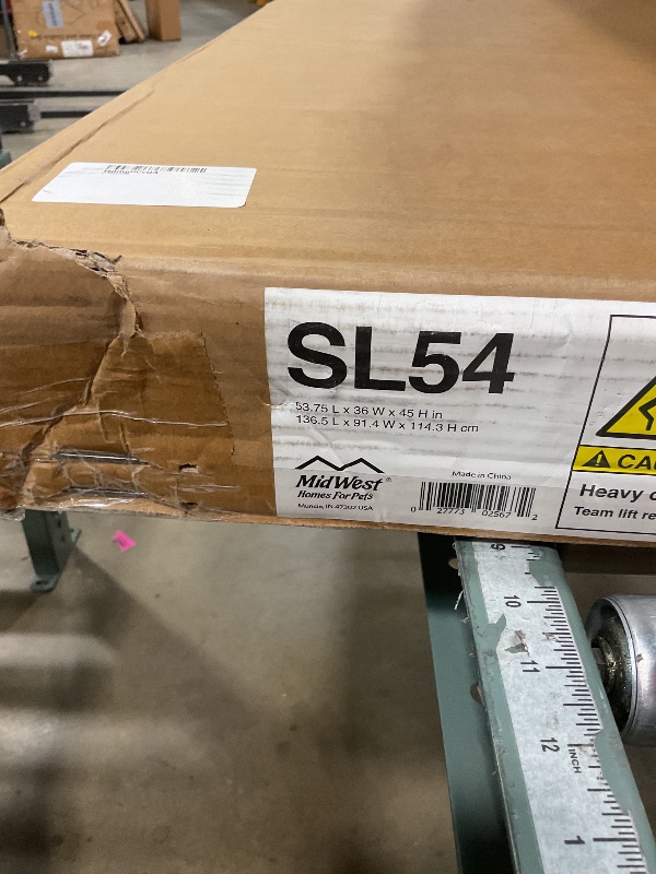 Photo 1 of ** SEE PICTURE FOR EXACT MEASUREMENTS ** Midwest Homes for Pets Ginormous Single Door 54-Inch Dog Crate for XXL Dogs Breeds; Great Dane, Mastiff, St. Bernard, Drop Pin Assembly Requires Two People; Divider Panel Not Included; Black: SL54