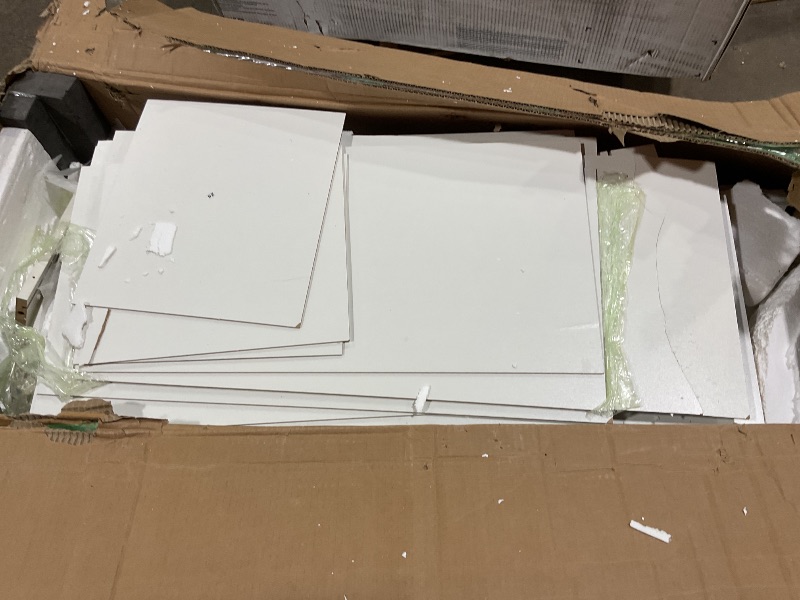 Photo 1 of ***FOR PARTS ONLY/ HAS DAMAGED & MISSING PIECES*** DWVO Kitchen Pantry Storage Cabinet, 64" H Kitchen Hutch Cabinet with Power Outlet, Sliding Racks with Door, Drawers with Doors and 3-Tier External Shelves for Living Room, Dining Area (White)