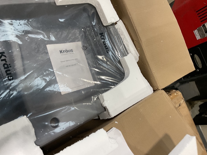 Photo 1 of ******FOR PARTS ONLY/NON-FUNCTIONAL******* KRAUS Quarza 33-inch Drop-In/Undermount 60/40 Double Bowl Granite Kitchen Sink in Grey, KGD-442GREY