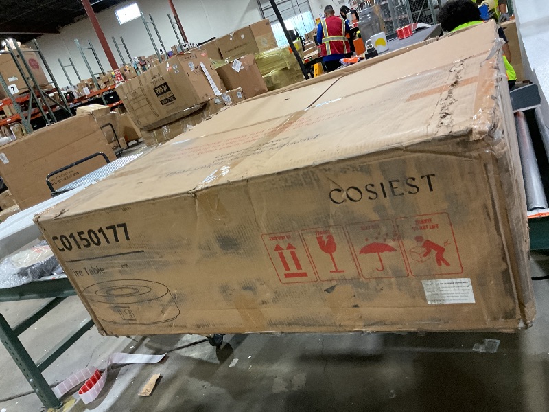 Photo 1 of ***MISSING FIREPIT TANK COVER**** COSIEST 2-Piece Outdoor Propane Firepit Table Set w Tank Table, 42 inch Dark Fire Table Certified, 50,000 BTU w Bronze Round Base,Wind Guard and 16 inches Tank Side Table 20lb for Garden,Pool