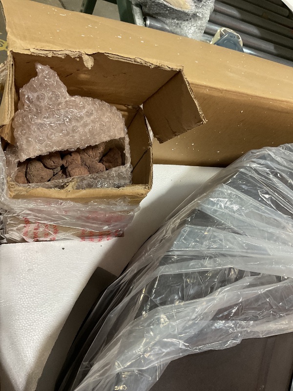 Photo 1 of ***MISSING FIREPIT TANK COVER**** COSIEST 2-Piece Outdoor Propane Firepit Table Set w Tank Table, 42 inch Dark Fire Table Certified, 50,000 BTU w Bronze Round Base,Wind Guard and 16 inches Tank Side Table 20lb for Garden,Pool