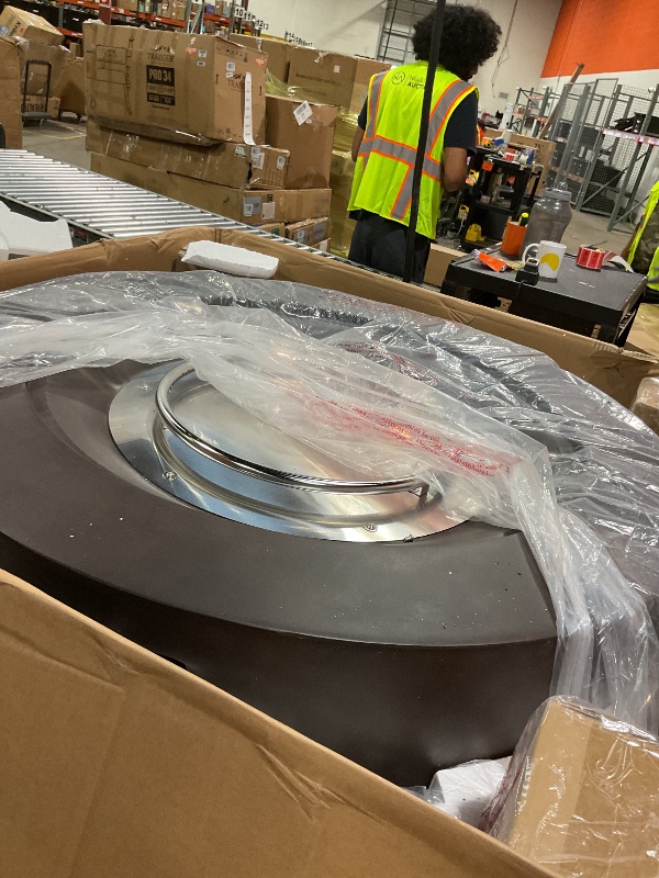 Photo 1 of ***MISSING FIREPIT TANK COVER**** COSIEST 2-Piece Outdoor Propane Firepit Table Set w Tank Table, 42 inch Dark Fire Table Certified, 50,000 BTU w Bronze Round Base,Wind Guard and 16 inches Tank Side Table 20lb for Garden,Pool