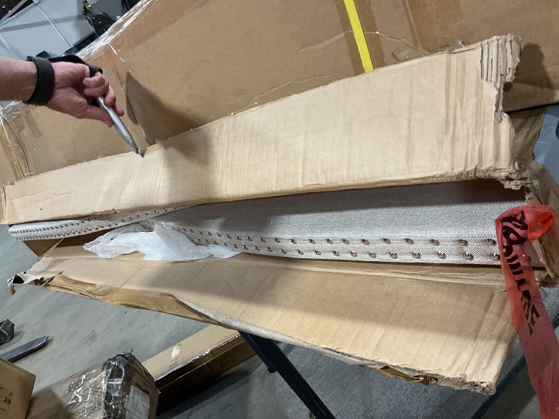 Photo 1 of ***MISSING ASSEMBLY PIECES*** Acosure Upholstered Full Size Daybed with Two Drawers,Linen Bed Frame W/Diamond-Tufted Backrest and Armrests,for Guest Room,Bedroom,Apartment,Hotel,Beige