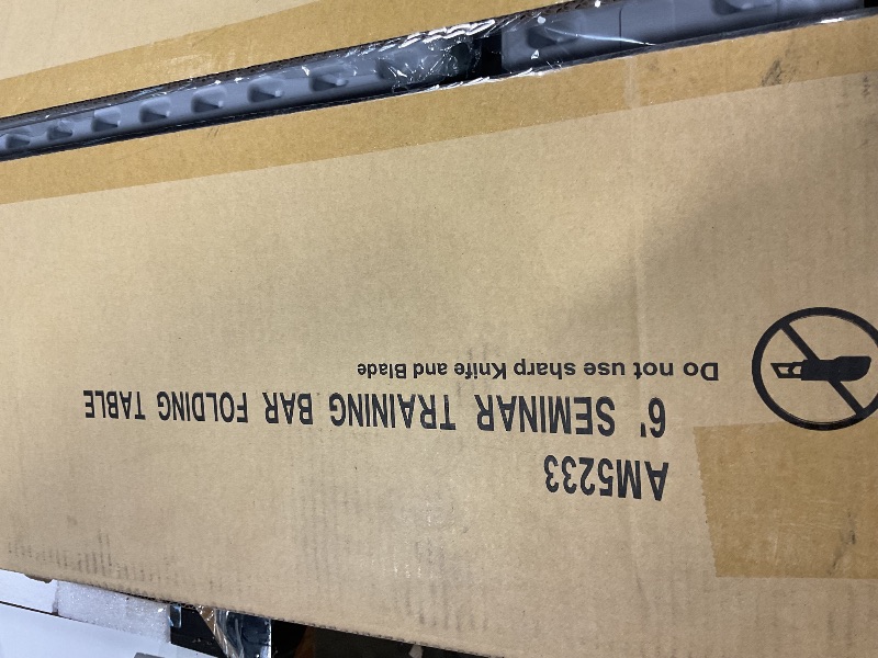 Photo 1 of ****PARTIAL SET/ Single TABLE*** BTEXPERT 6-Foot - 72" Long White Granite Plastic Folding Seminar Training Table Portable 18" Wide Narrow, 29" High, Events Indoor Outdoor Lightweight