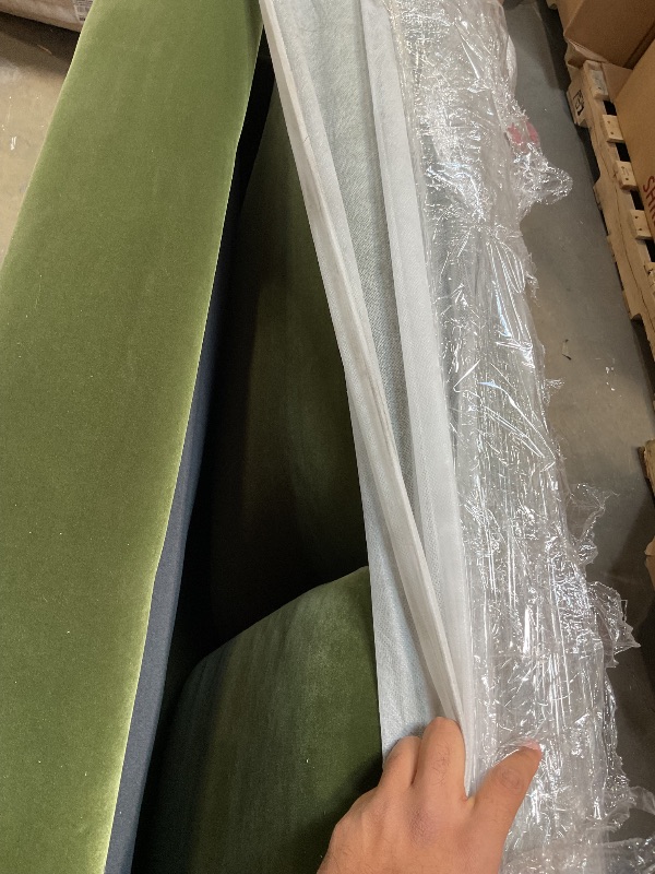 Photo 5 of Green not blue *** Iconic Home Dylan Velvet Modern Contemporary Button Tufted with Silver Nailhead Trim Round Acrylic Feet Sofa
