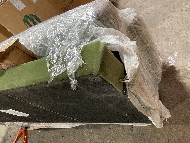 Photo 7 of Green not blue *** Iconic Home Dylan Velvet Modern Contemporary Button Tufted with Silver Nailhead Trim Round Acrylic Feet Sofa