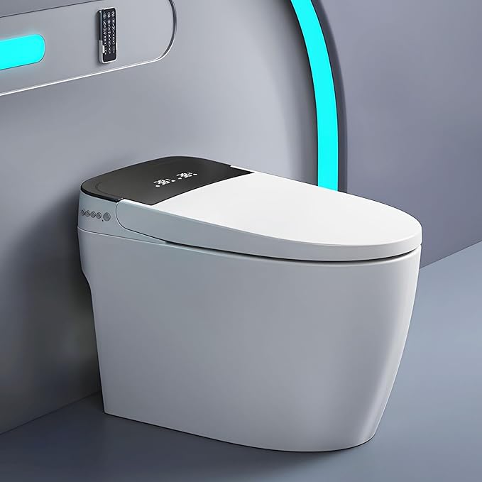 Photo 1 of ***HAS A CRACK IN THE CERAMIC ON THE TOP OF THE TOILET*** Smart Toilet,One Piece Bidet Toilet for Bathroom with Auto Open & Close Lid and Seat,Warm Water and Dry,Heated Seat,Foot Sensor and Night Light, Auto Flush