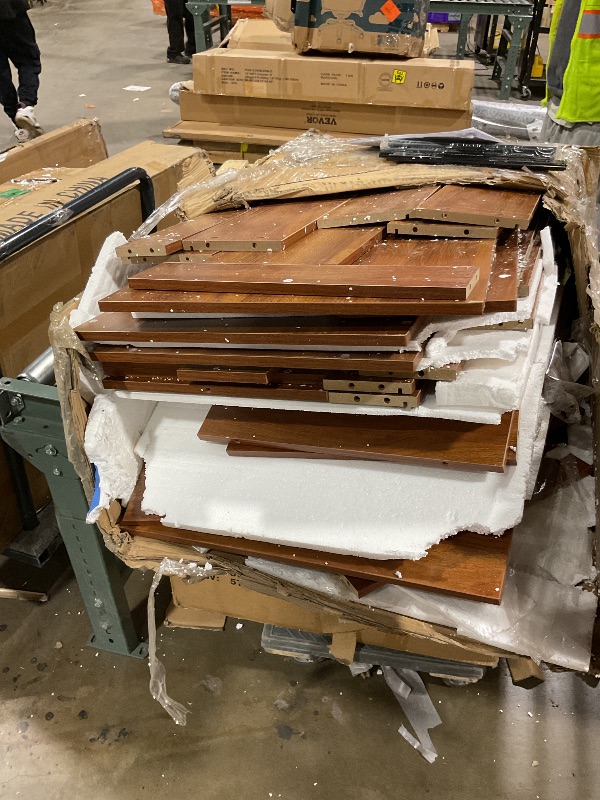 Photo 1 of *** FOR PARTS ONLY/MISSING ASSEMBLY PIECES*** Ieejdn Large Vanity Desk with 3 Color Touch Screen Dimming Mirror, Vanity Desk with Charging Station, Modern Retractable Makeup Dressing Table, Makeup Table with Storage Shelves and 5 Sliding Drawers