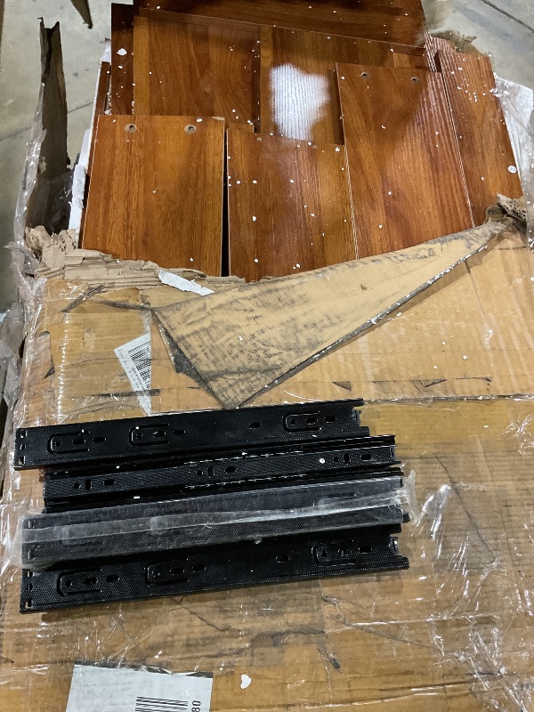 Photo 1 of *** FOR PARTS ONLY/MISSING ASSEMBLY PIECES*** Ieejdn Large Vanity Desk with 3 Color Touch Screen Dimming Mirror, Vanity Desk with Charging Station, Modern Retractable Makeup Dressing Table, Makeup Table with Storage Shelves and 5 Sliding Drawers