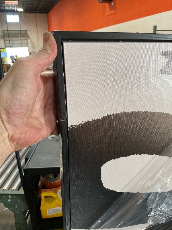 Photo 1 of **CRACKED FRAME SEEN IN PHOTO**PHOPAGO Black Abstract Wall Art Large 24x36in Ink Wash Minimalist Lines Framed Canvas Painting Artwork Living Room Bedroom Home Decor Black Framed