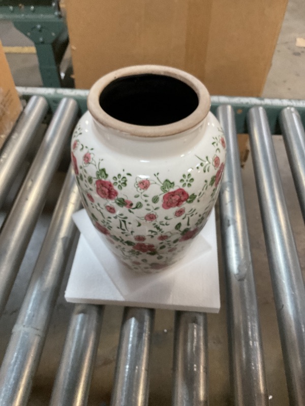 Photo 1 of ***POSSIBLY BROWN STAIN MARKS ACROSS MATERIAL (LOOKS LIKE PART OF THE VASE DESIGN) **** Sungmor Ceramic Flower Vase, Vintage Ice Cracked Glaze Porcelain Vase, Pretty Home Decor Vase for Flower Arrangement, Fresh Flowers, 10.2 Inch Tall Chinoiserie Pottery