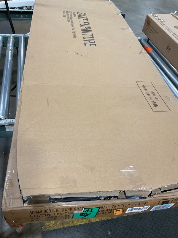 Photo 1 of **POSSIBLY FOR PARTS/ UNNKNOWN DAMAGES MISSING PIECES*** 24KF Upholstered Button Tufted King Size Headboard with Nailhead Trim