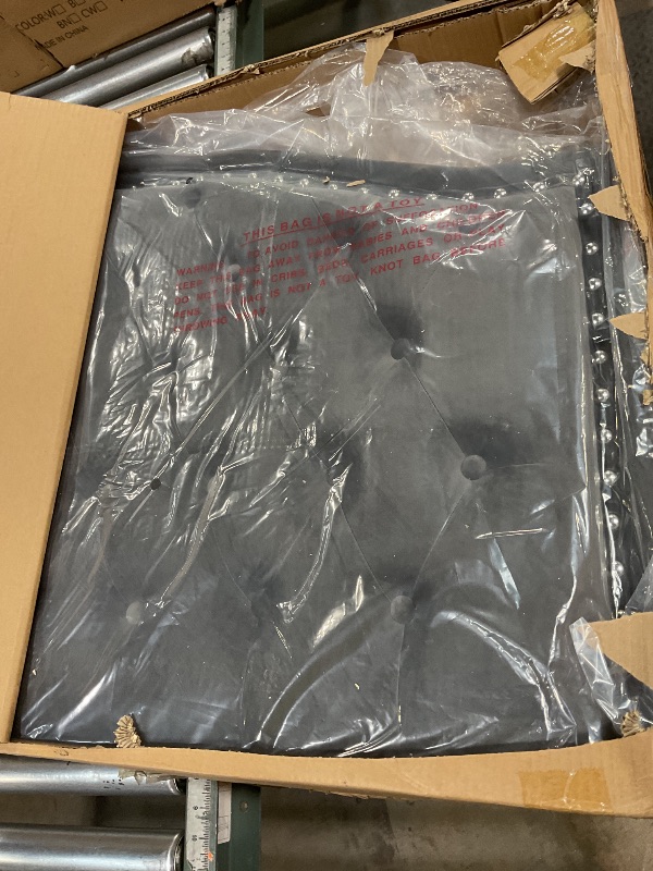 Photo 1 of **POSSIBLY FOR PARTS/ UNNKNOWN DAMAGES MISSING PIECES*** 24KF Upholstered Button Tufted King Size Headboard with Nailhead Trim