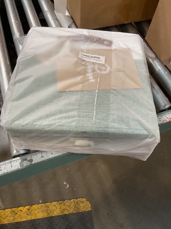 Photo 1 of 13x13 Cube Storage Bins, Collapsible Fabric Storage Baskets with Reinforced Bottom & Handles, for Shelves, Closets, Home Organization and Nursery (6 Pack, White/Green)