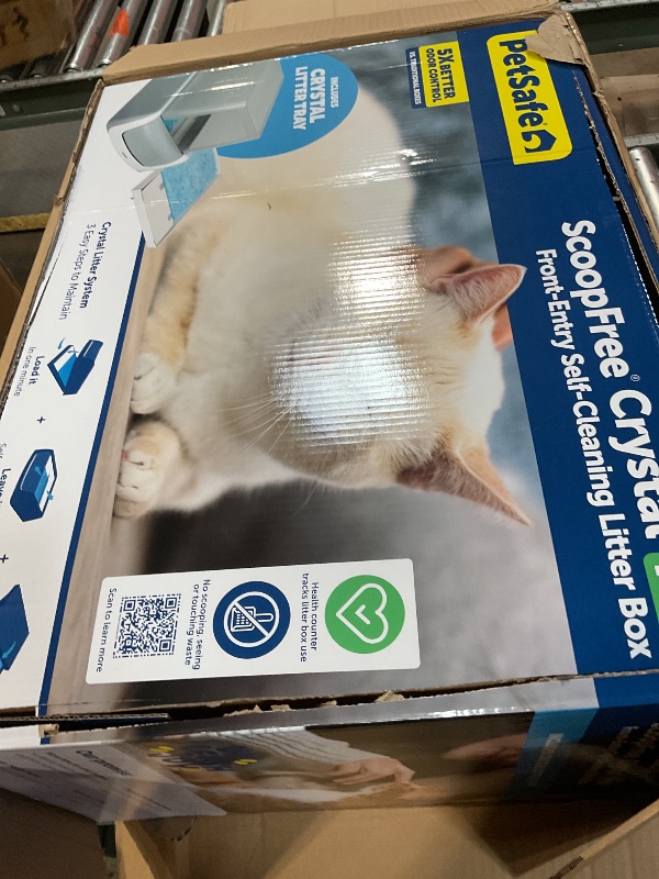 Photo 1 of **Used**PetSafe Legacy ScoopFree Crystal Pro Self-Cleaning Automatic Cat Litter Box - Front-Entry Motion-Sensing Cat Box with Integrated Health Counter - Includes 1 Disposable Crystal Litter Tray