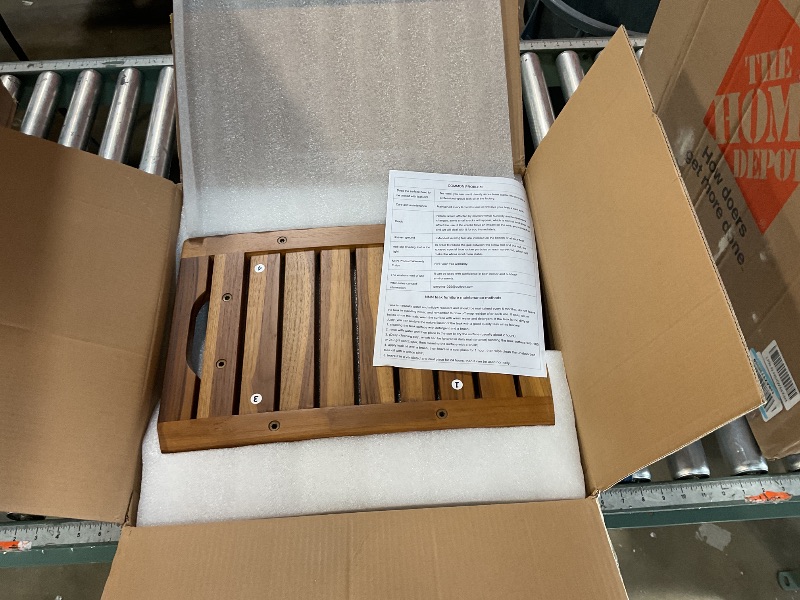 Photo 1 of 18" Standard Teak Shower Bench with Shelf & Handle - Waterproof, Non-Slip Bath Stool, 300 lbs Capacity - Fits Standard Tubs/Showers & Outdoor Use (Patented)