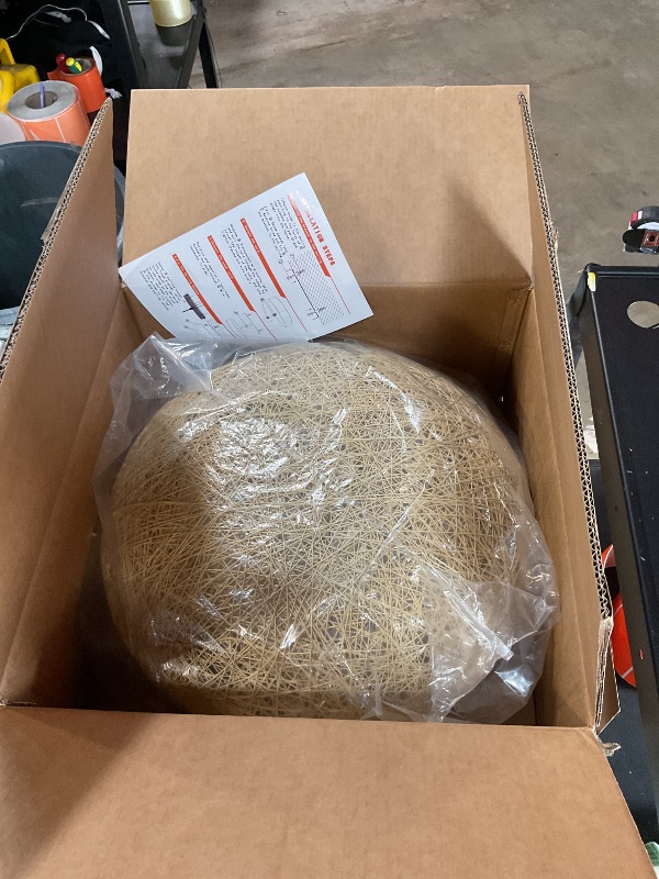 Photo 1 of ***style may differ*** Arturesthome Round Rattan Pendant Lights, Boho Wicker Chandelier Basket Lighting Fixture, Large Natural Woven Hanging Lamp for Kitchen Island