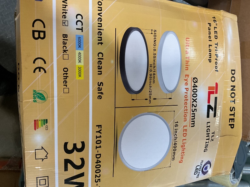 Photo 1 of 4PK 15.8 Inch LED Flush Mount Ceiling Light, 32W, 3480LM, 3000K/4000K/6000K CCT Selectable, White Ultra-Slim LED Ceiling Light Fixtures, Low Profile Round Flat Panel Light for Bedroom,Kitchen,Hallway