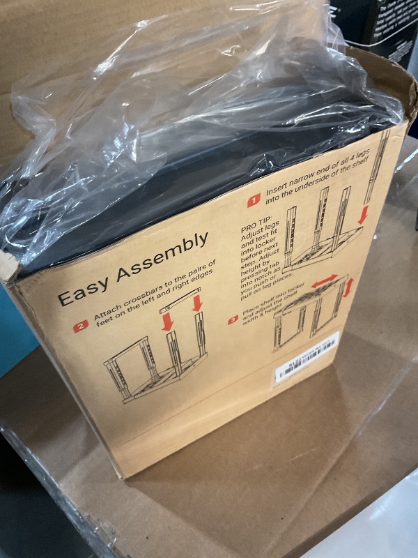 Photo 1 of (USED/FAIR) Piffny Locker Organizer Shelf? Adjustable Width and Height, Ideal Locker for School, Office, and Gym Lockers (Black 2 Pack), PLKSLF01