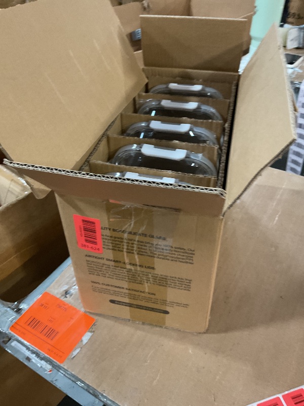 Photo 1 of [5-Packs, 36 Oz.] Glass Meal Prep Containers with Locking Lids Glass Food Containers,Airtight Lunch Container,Microwave, Oven, Freezer and Dishwasher (4.5 Cup, White)