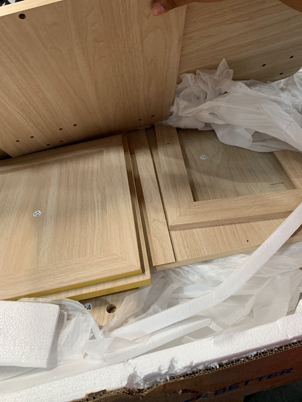 Photo 1 of ***MISSING PARTS*** NO MIRROR ***LINSY Wood Vanity with Glass Top, Make Up Vanity Desk  and Lights, Boho Fluted Vanity with Storage, Drawers, Cabinet and Outlet, 48" Large Vanity Table for Bedroom, Women, Girls, Oak