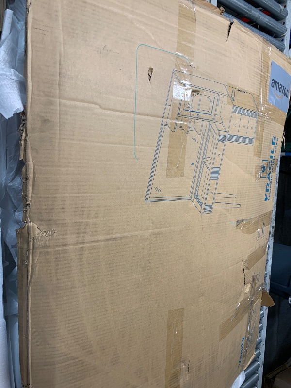 Photo 1 of ***MISSING PARTS*** NO MIRROR ***LINSY Wood Vanity with Glass Top, Make Up Vanity Desk  and Lights, Boho Fluted Vanity with Storage, Drawers, Cabinet and Outlet, 48" Large Vanity Table for Bedroom, Women, Girls, Oak