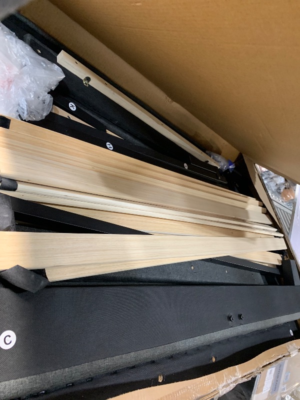 Photo 1 of ***(PARTS ONLY/ MISSING PARTS/ NON FUNCTIONAL)***ZINUS Shalini Upholstered Platform Bed Frame, Mattress Foundation, Wood Slat Support, No Box Spring Needed, Easy Assembly, Light Grey, Full