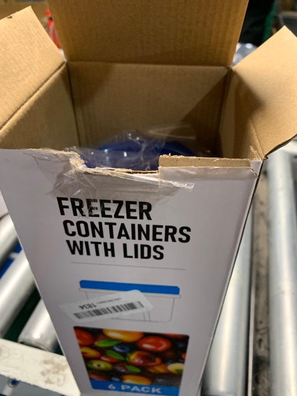 Photo 1 of [32 oz 6 Pack] Food Storage Freezer Containers Clear bottom With blue Twist Top Lids Reusable, Plastic Airtight Meal Prep Containers BPA Free | Stackable | Leakproof | Microwave/Dishwasher Safe