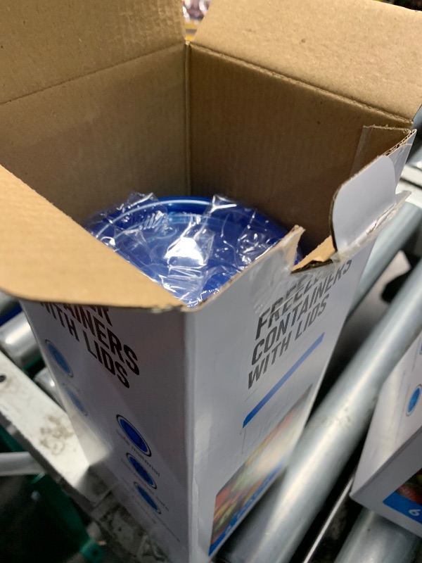 Photo 1 of [32 oz 6 Pack] Food Storage Freezer Containers Clear bottom With blue Twist Top Lids Reusable, Plastic Airtight Meal Prep Containers BPA Free | Stackable | Leakproof | Microwave/Dishwasher Safe