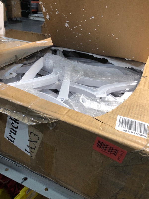 Photo 1 of **PARTS ONLY MISSING PARTS NON FUNCTIONAL**
C/G Bistro Set 3 Piece Outdoor Cast Aluminum Patio Bistro Set with Umbrella Hole and Armrests,Outdoor Bistro Table Set,Patio Furniture Set Front Porch Set for Yard Garden Villa (white)