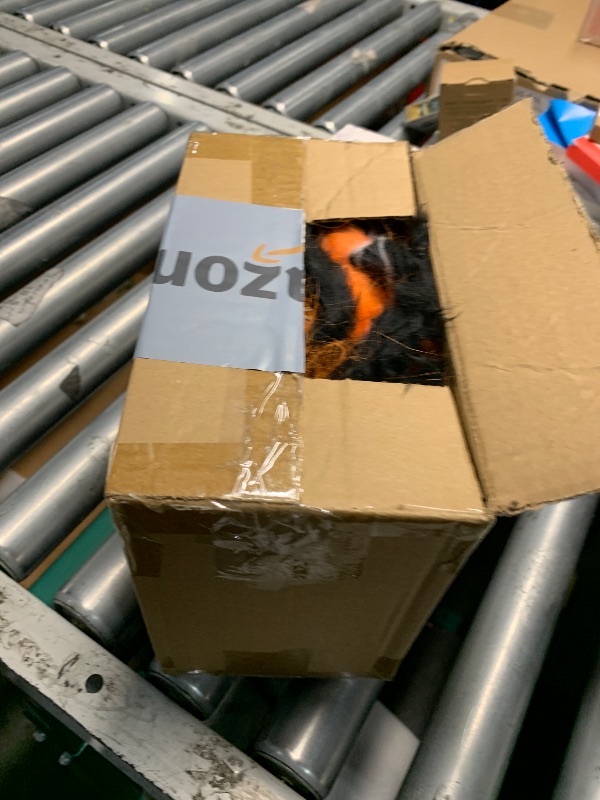 Photo 1 of [Move Up and Down ] 44" Halloween Animatronic Giant Hanging Spider with Egg Sac, Sound Activated Swinging Body Red Eyes Scary Sounds, Orange Black Spider Halloween Decorations Outdoor Haunted House