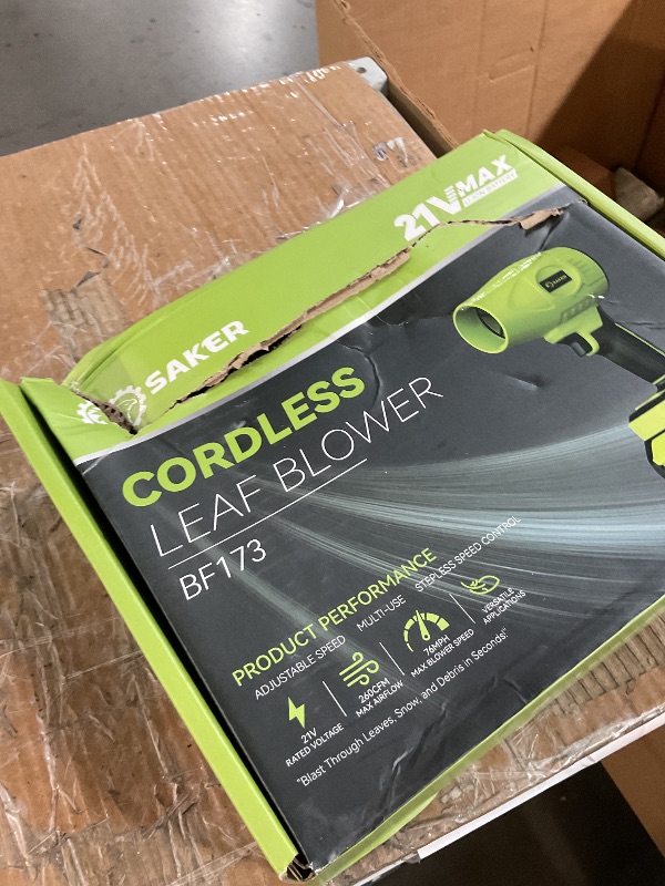 Photo 1 of (sold for parts only) Saker Cordless Leaf Blower Portable Dust Cleaner Handheld Blowers 2 x 4.0Ah Batteries 180000 RPM Air Duster with Adjustable Speed 