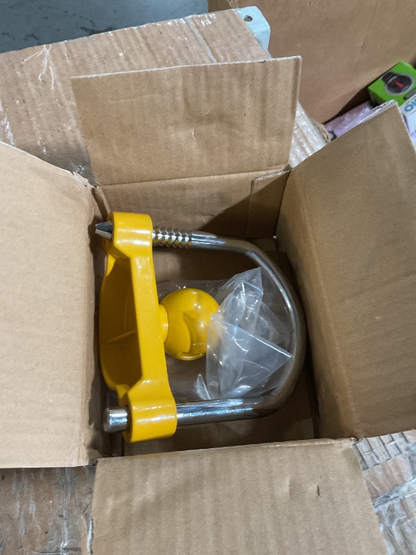 Photo 1 of METOWARE Trailer Coupler Lock Universal Adjustable Heavy-Duty Steel Trailer Hitch Lock, Anti Theft Trailer Ball Lock Towing Lock for Towing Trailer Security Fits 1-7/8",2”, 2-5/16" Coupler Yellow