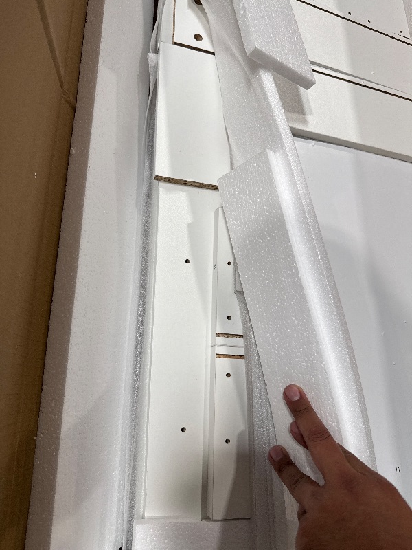 Photo 1 of *** Box 1 ONLY*** COMHOMA Makeup Vanity Desk with Mirror and Lights, Large Vanity Table with 6 Drawers & 1 Storage Cabinet, White Bedroom Dresser Table for Girls, 3 Color Modes Adjustable Mirror, White