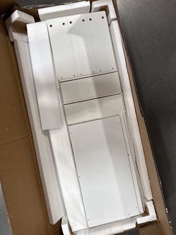 Photo 1 of *** Box 1 ONLY*** COMHOMA Makeup Vanity Desk with Mirror and Lights, Large Vanity Table with 6 Drawers & 1 Storage Cabinet, White Bedroom Dresser Table for Girls, 3 Color Modes Adjustable Mirror, White