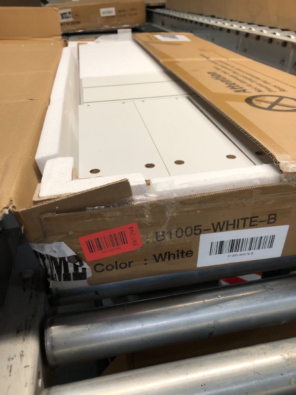 Photo 1 of *** Box 1 ONLY*** COMHOMA Makeup Vanity Desk with Mirror and Lights, Large Vanity Table with 6 Drawers & 1 Storage Cabinet, White Bedroom Dresser Table for Girls, 3 Color Modes Adjustable Mirror, White