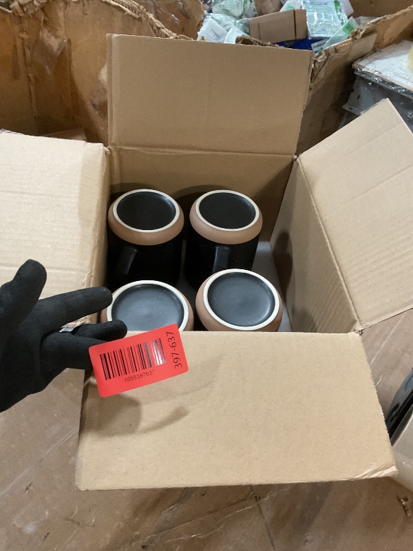 Photo 1 of **Only two** NBABSR 12 Oz Black Coffee Mugs Set of 4,Novelty Ceramic Tea Espresso Cups Set with Speckled for Children Boys Girls Women Men Gifts Microwave & Dishwasher Safe