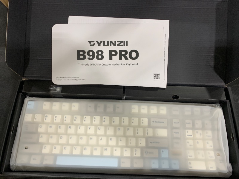 Photo 1 of YUNZII B98 PRO QMK/VIA Wireless Mechanical Gaming Keyboard, 96% Layout with Numpad and Cute Cat Knob, BT/2.4G/USB-C, Pre-Lubed Switch Hot Swap Gasket, RGB for Win/Mac (Beige, Milk V2 Linear Switch)