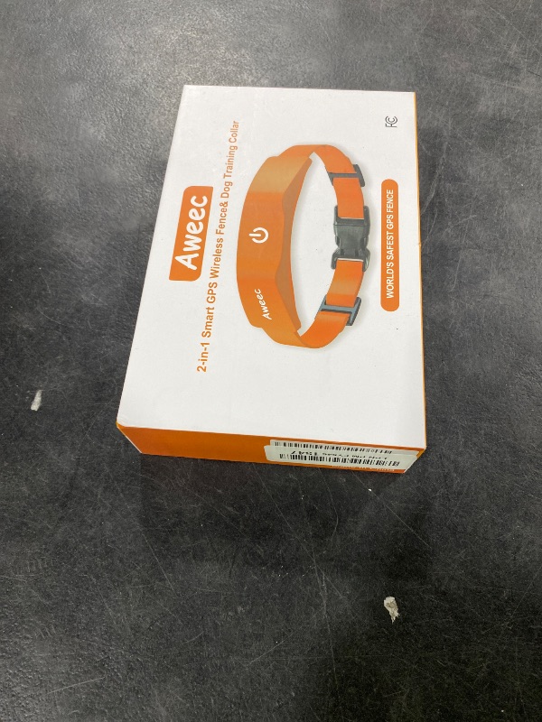 Photo 1 of GPS Electric Dog Fence with Free App, Wireless Fence System with Training Collar, Portable for Outdoor Use, Rechargeable Waterproof Flexiable Collar, Adjustable of Dogs (Orange)