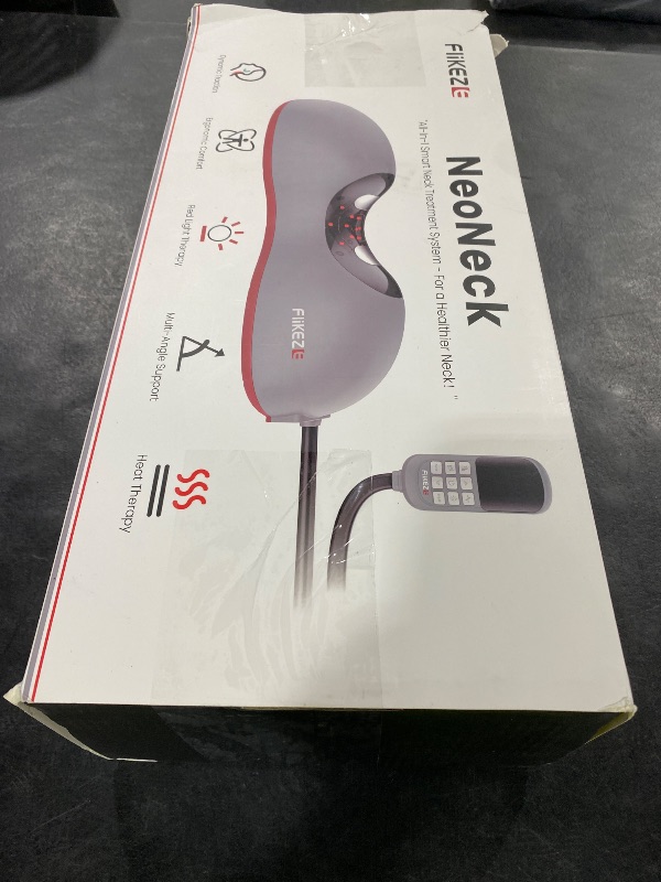 Photo 1 of FliKEZE Heated Neck Stretcher with Red Light Therapy, Wireless Cervical Traction Device for TMJ Pain Relief and Shoulder Relaxer, Neck Traction Massager Pillow for Home/Office Used, Grey